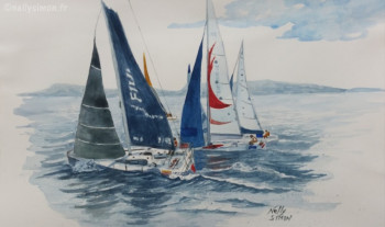 Zeitgenössisches Werk mit dem Titel « Solitaire du Figaro 3 », Erstellt von NELLY SIMON