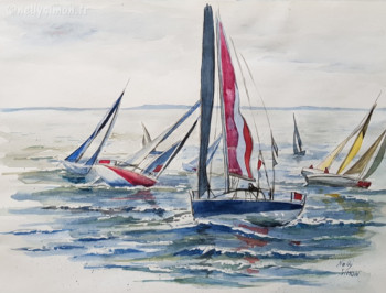 Zeitgenössisches Werk mit dem Titel « Solitaire du Figaro 4 », Erstellt von NELLY SIMON