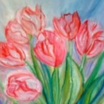 Zeitgenössisches Werk mit dem Titel « La brassée de tulipes », Erstellt von SEREN