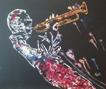 Zeitgenössisches Werk mit dem Titel « JAZZMAN EN COULEUR », Erstellt von GHISLAINE LECA