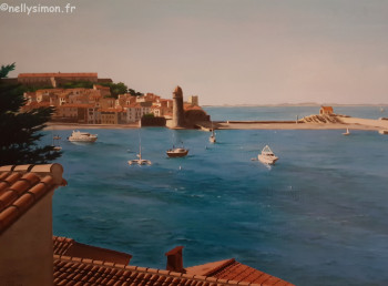 Zeitgenössisches Werk mit dem Titel « Baie de Collioure 2 », Erstellt von NELLY SIMON