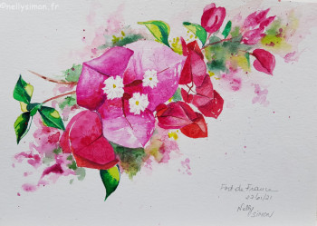 Zeitgenössisches Werk mit dem Titel « Bougainvilliers 2 », Erstellt von NELLY SIMON