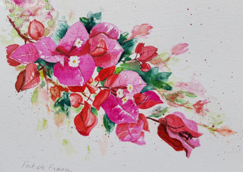 Zeitgenössisches Werk mit dem Titel « Bougainvilliers 1 », Erstellt von NELLY SIMON