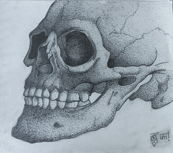 Zeitgenössisches Werk mit dem Titel « Skull and me », Erstellt von BY MAT !