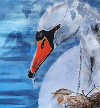 Zeitgenössisches Werk mit dem Titel « Le cygne le roi des lacs », Erstellt von LES DESSINS DE PIOU