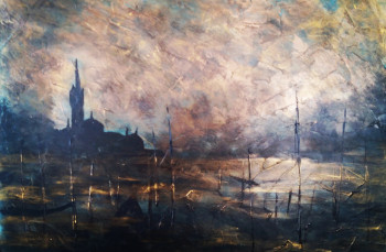 Zeitgenössisches Werk mit dem Titel « Venice of gold », Erstellt von BOUDEDEO