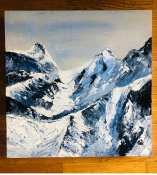 Zeitgenössisches Werk mit dem Titel « Montagne au couteau sur bois », Erstellt von CAMILLE PRéVOT