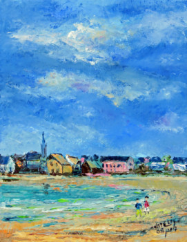 Zeitgenössisches Werk mit dem Titel « Ile Tudy la corniche vue de la plage », Erstellt von MICHEL HAMELIN