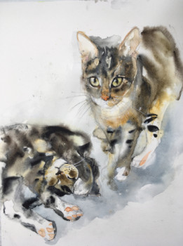 Zeitgenössisches Werk mit dem Titel « Des chatons », Erstellt von ELENARTKOSS