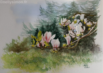 Zeitgenössisches Werk mit dem Titel « Magnolia 1 », Erstellt von NELLY SIMON