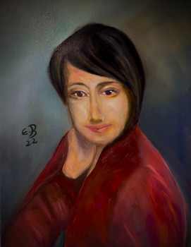 Zeitgenössisches Werk mit dem Titel « WOMAN WITH RED VEST. », Erstellt von FONTECLOSE ART