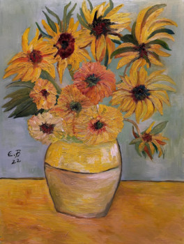 Zeitgenössisches Werk mit dem Titel « Flowers of the sun. », Erstellt von FONTECLOSE ART