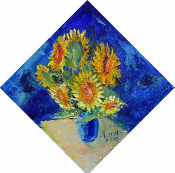 Zeitgenössisches Werk mit dem Titel « Bouquet de tournesols », Erstellt von MICHEL HAMELIN