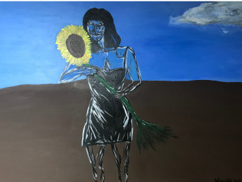 Zeitgenössisches Werk mit dem Titel « La dame au tournesol », Erstellt von BELMUDéS