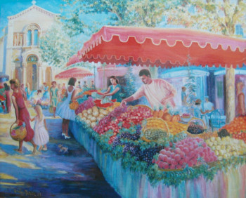 Zeitgenössisches Werk mit dem Titel « Marché Place Martin Bidouré à Toulon », Erstellt von AMALIA MEREU