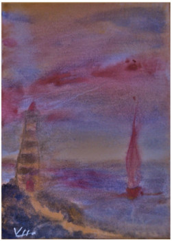 Zeitgenössisches Werk mit dem Titel « Phare sur la mer », Erstellt von EVAP