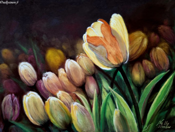 Zeitgenössisches Werk mit dem Titel « Tulipes », Erstellt von NELLY SIMON