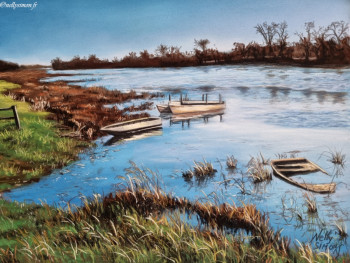 Zeitgenössisches Werk mit dem Titel « La Loire à Sainte-Gemmes », Erstellt von NELLY SIMON