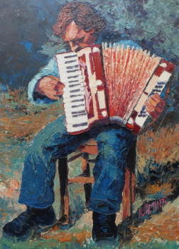 Zeitgenössisches Werk mit dem Titel « L'accordéoniste III », Erstellt von PHILIPPE JAMIN