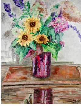 Zeitgenössisches Werk mit dem Titel « Bouquet de fleurs », Erstellt von KATARZYNA BARRé