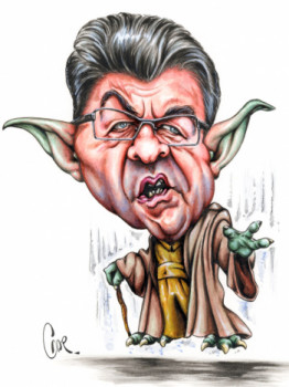 Zeitgenössisches Werk mit dem Titel « JEAN-LUC MELENCHON "Maître Yoda de STAR MARX" », Erstellt von GORCE OU GOR