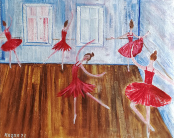 Zeitgenössisches Werk mit dem Titel « Ballerines en classe », Erstellt von KOZAR