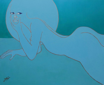 Zeitgenössisches Werk mit dem Titel « Femme à la lune », Erstellt von PHILIPPE JAMIN