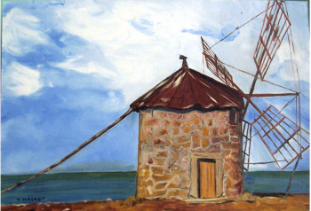 Zeitgenössisches Werk mit dem Titel « Moulin de Montedor Portugal », Erstellt von NADINE MASSET