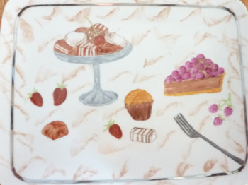 Zeitgenössisches Werk mit dem Titel « Plat les gourmandises », Erstellt von ATELIER MCD85