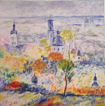 Zeitgenössisches Werk mit dem Titel « Panorama de Lviv. Ukraine », Erstellt von KOZAR