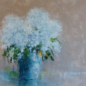 Zeitgenössisches Werk mit dem Titel « BLEU LE VASE », Erstellt von MIREILLE MAURY