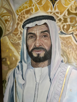 Zeitgenössisches Werk mit dem Titel « Son Altessse Cheikh Zayed benSultanal Nahyan », Erstellt von ISABELLE GARCIA