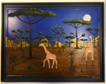 Zeitgenössisches Werk mit dem Titel « Girafes au clair de lune 8 ( Couple ) », Erstellt von FRANK