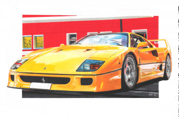 Zeitgenössisches Werk mit dem Titel « Ferrari F40 », Erstellt von MARS.DRAWINGS59