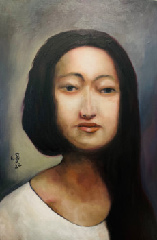 Zeitgenössisches Werk mit dem Titel « Portrait of a Kazakh girl . », Erstellt von FONTECLOSE ART