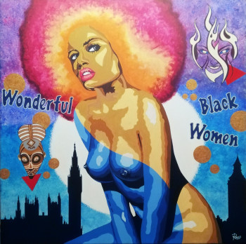 Zeitgenössisches Werk mit dem Titel « WONDERFUL BLACK WOMEN 2 », Erstellt von BERNARD ROUX