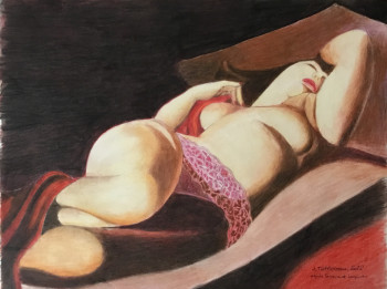 Zeitgenössisches Werk mit dem Titel « DÉCONTRACTION SUR LE SOFA », Erstellt von JACQUES TAFFOREAU