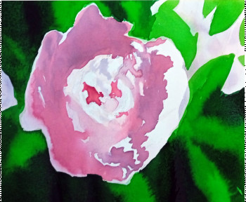 Zeitgenössisches Werk mit dem Titel « Green Pink | Watercolor Peonies | Summer Garden », Erstellt von GALINA VINDALOVSKAIA