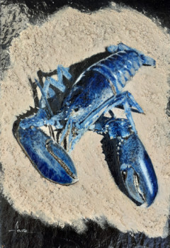 Zeitgenössisches Werk mit dem Titel « Le homard bleu », Erstellt von ART'DOISES ET PEINTURES