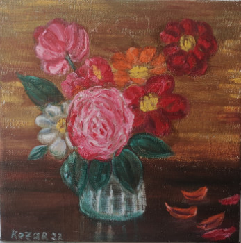 Zeitgenössisches Werk mit dem Titel « Bouquet de fleurs », Erstellt von KOZAR