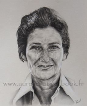 Zeitgenössisches Werk mit dem Titel « Portrait de Simone Veil », Erstellt von AURéLIE NATIVEL