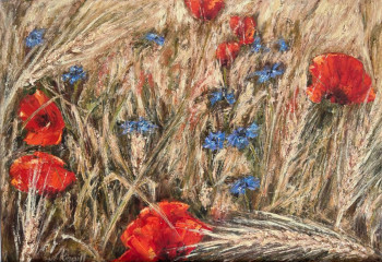 Zeitgenössisches Werk mit dem Titel « Coquelicots dans les blés », Erstellt von NADYA RIGAILL