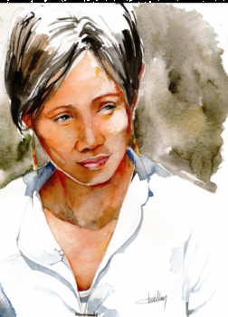 Zeitgenössisches Werk mit dem Titel « Portrait Vietnamienne », Erstellt von CHRISTIAN