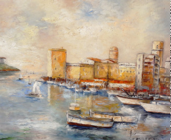 Zeitgenössisches Werk mit dem Titel « Marseille vieux port 1 », Erstellt von PATRICK LEMIERE