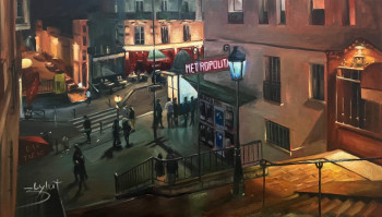 Zeitgenössisches Werk mit dem Titel « Vie nocturne à Montmartre », Erstellt von ZBYLUT