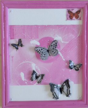 Zeitgenössisches Werk mit dem Titel « Pink Butterflies », Erstellt von STOECKLIN FRéDéRIC