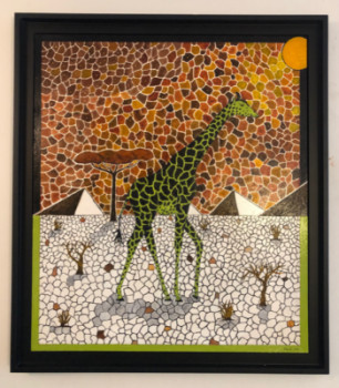 Zeitgenössisches Werk mit dem Titel « Mosaïque Girafe ( Nue au soleil ) », Erstellt von FRANK