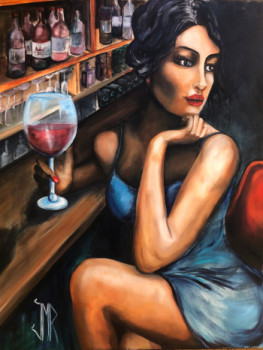 Zeitgenössisches Werk mit dem Titel « Je t attend inspiré de Fabian Perez », Erstellt von JMR