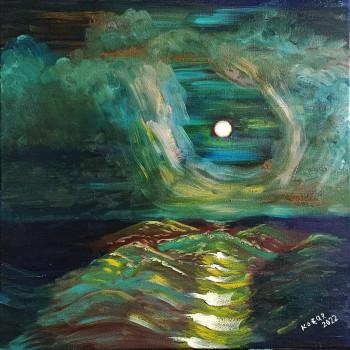 Zeitgenössisches Werk mit dem Titel « Mer de nuit au clair de lune », Erstellt von KOZAR