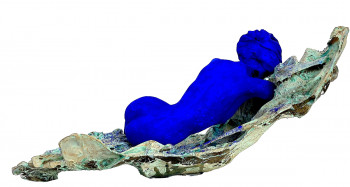 Zeitgenössisches Werk mit dem Titel « femme bleu sur bronze », Erstellt von JLCDEC